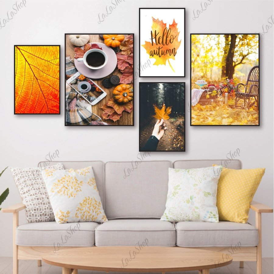 Set 5 Tranh Dán Tường Tranh Treo Quán Cafe Có Keo Sẵn