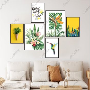 Set 6 Tranh Dán Tường Hoa Lá Chim Nghệ Thuật Có Keo Sẵn