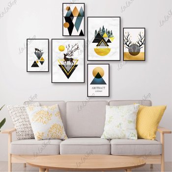 Set 6 Tranh Dán Tường Tranh Trừu Tượng Có Keo Sẵn