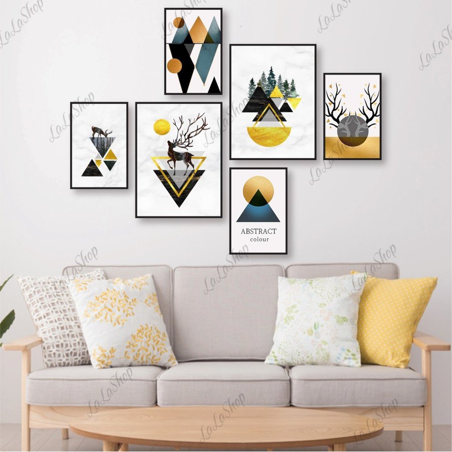 Set 6 Tranh Dán Tường Tranh Trừu Tượng Có Keo Sẵn