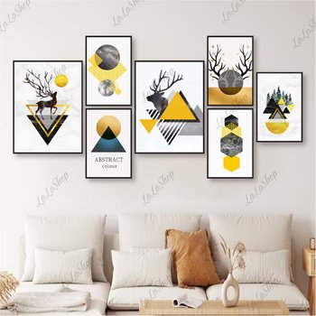 Set 7 Tranh Dán Tường Nghệ Thuật Trừu Tượng Có Keo Sẵn