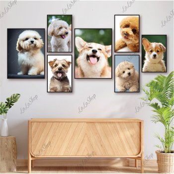 Set 7 Tranh Dán Tường Những Chú Chó Có Keo Sẵn