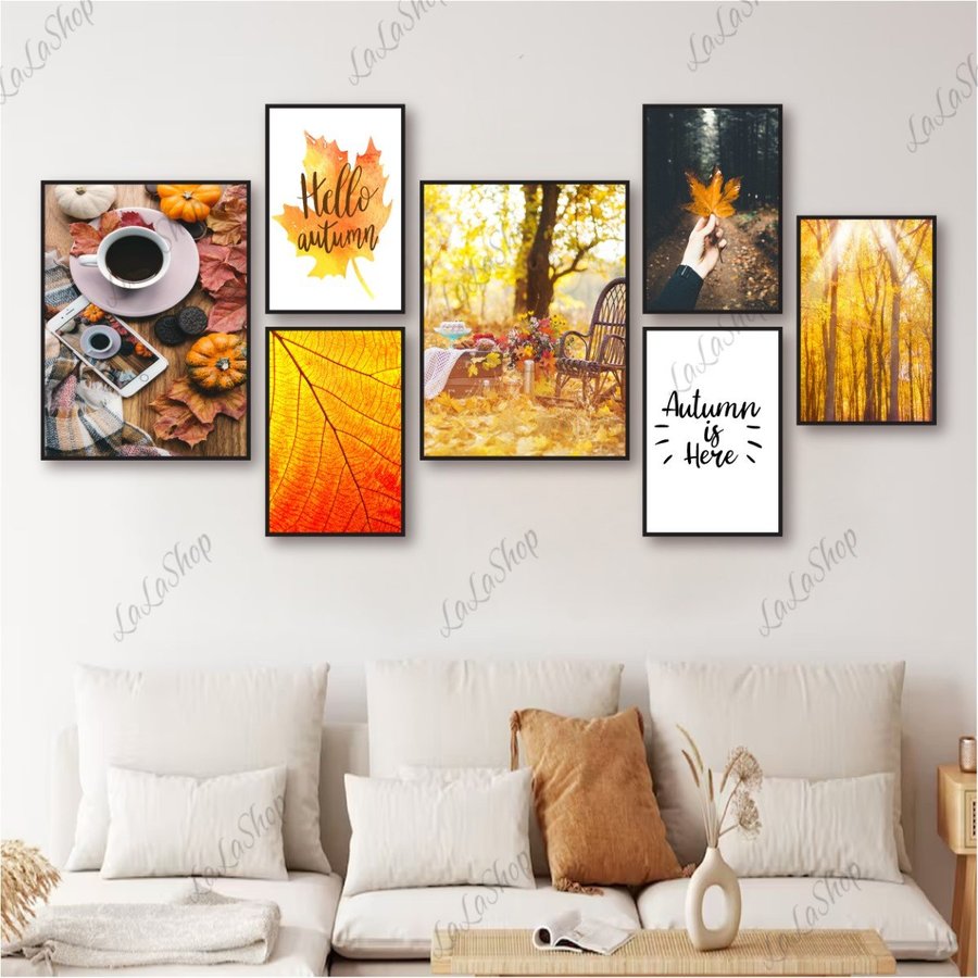 Set 7 Tranh Dán Tường Phong Cảnh Mùa Thu Có Keo Sẵn