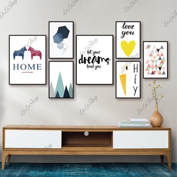 Set 7 Tranh Dán Tường Trừu Tượng Có Keo Sẵn