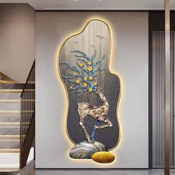 Tranh Đèn Led Tráng Gương Pha Lê Uv Hươu Sừng Hoa Nghệ Thuật Mẫu 02