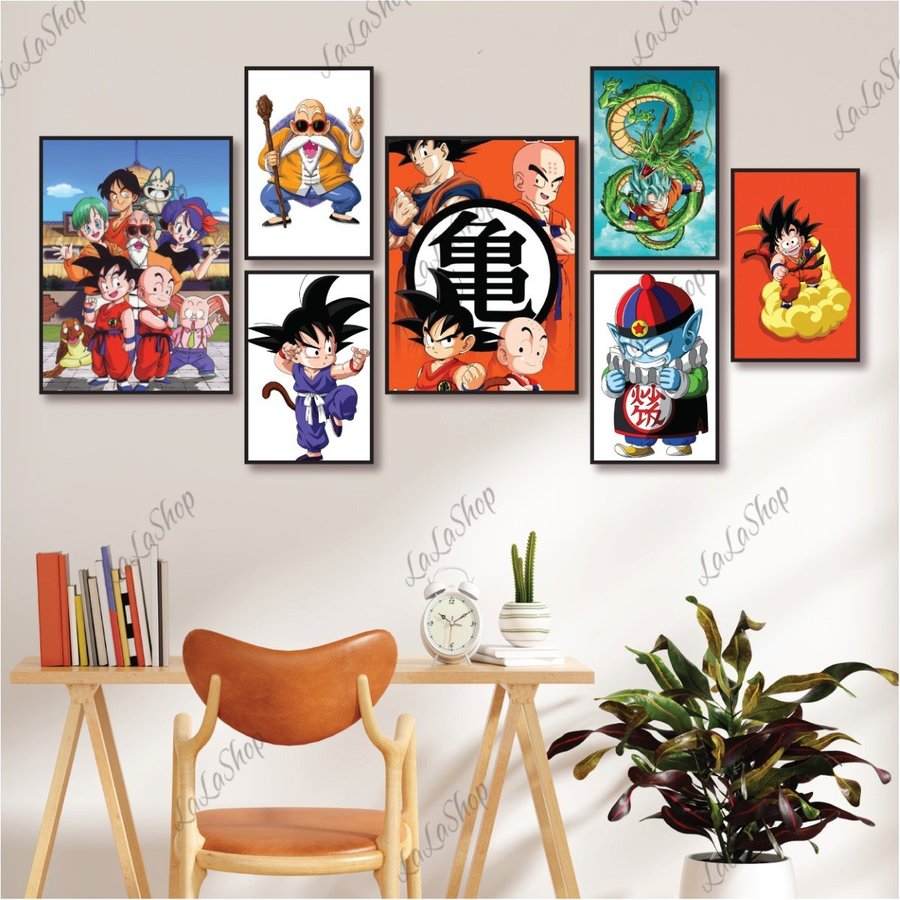 Set 7 Tranh Dán Tường Hoạt Hình Dragon Ball Songoku Có Keo Sẵn Mẫu 2
