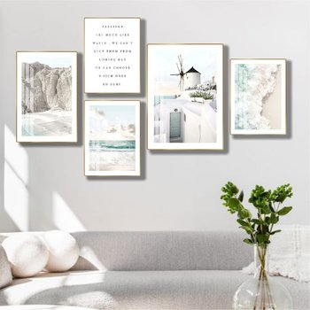 Bộ tranh treo tường phong cảnh bãi biển nghệ thuật hiện đại 3 tấm mẫu 835