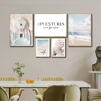 Bộ tranh treo tường phong cảnh bãi biển nghệ thuật hiện đại 6 tấm mẫu 833