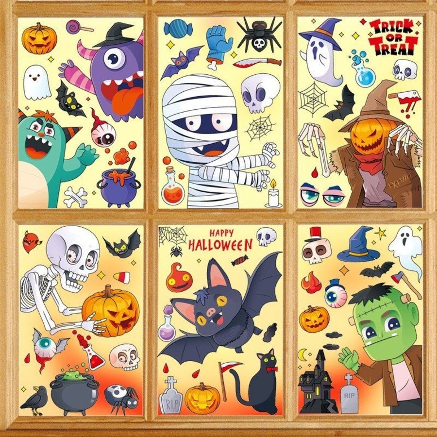 Combo 2 Mặt Decal Happy Halloween Không Keo Chuyên Dán Kính