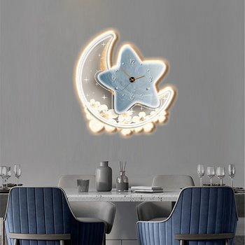 Tranh Đèn Led Tráng Gương Treo Tường Mặt Trăng Và Ngôi Sao Lấp Lánh