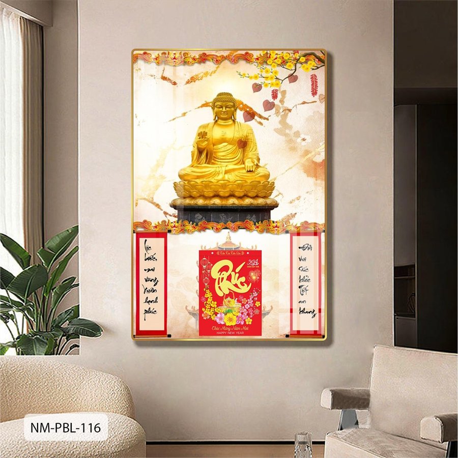 Lịch Tết Tranh Tráng Gương Treo Tường Tượng Phật May Mắn