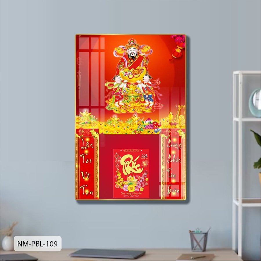 Lịch Tết Tranh Tráng Gương Treo Tường Thần Tài Tiền Vàng Sung Túc
