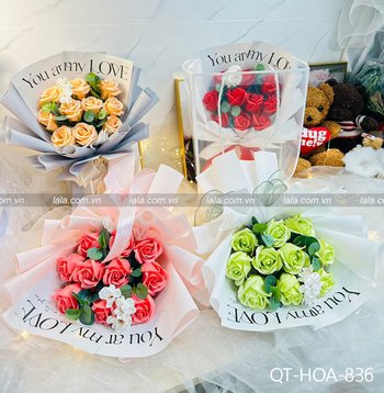 Bó hoa hồng sáp thơm 11 bông mẫu mới 836