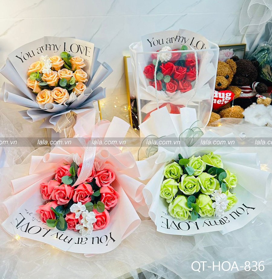 Bó hoa hồng sáp thơm 11 bông mẫu mới 836