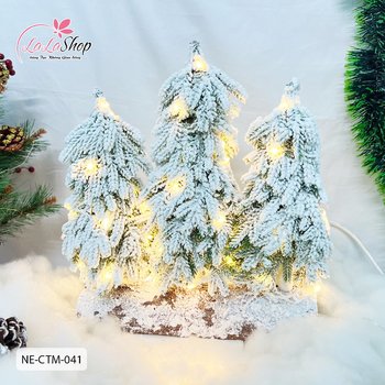 3 cây thông phủ tuyết có đế - Tán lá dày