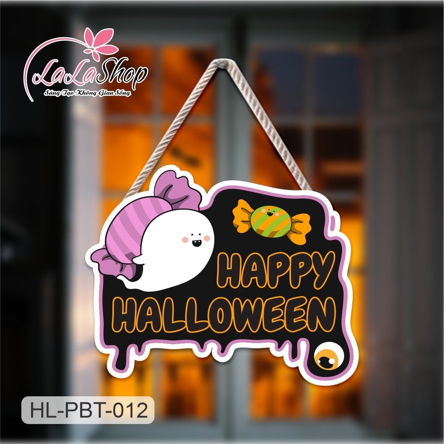 Bảng Treo Cửa Trang Trí Halloween Hình Cục Kẹo 50x40cm