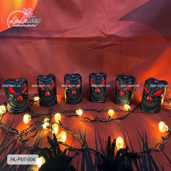 Set 6 đồ treo trang trí Halloween Ngọn Nến Ma Quái Màu Đen