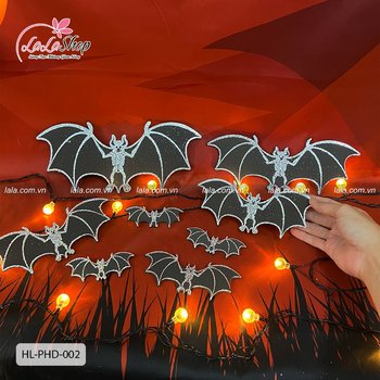 Hình Dán Trang Trí Halloween Dơi Xương Trắng không kèm keo dán