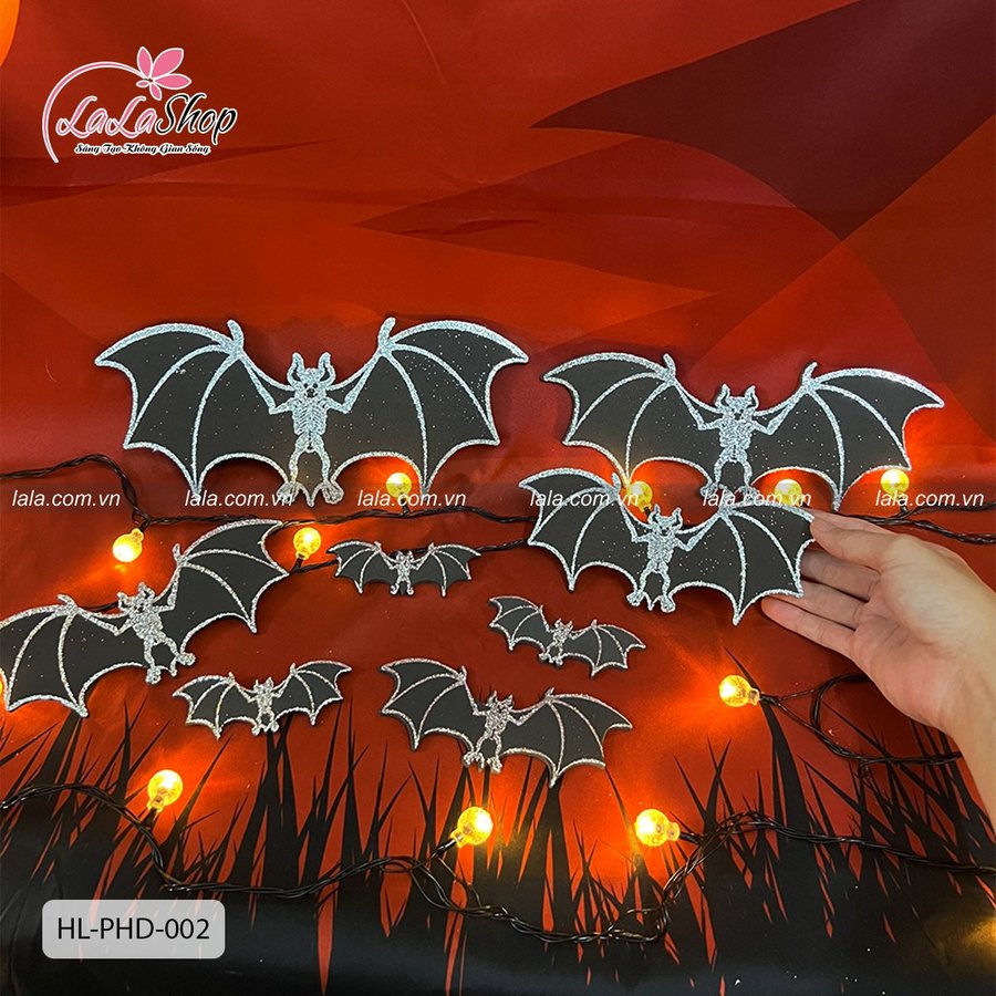 Hình Dán Trang Trí Halloween Dơi Xương Trắng không kèm keo dán