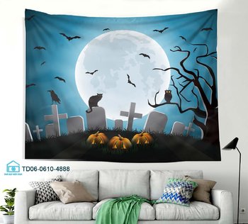 Tranh Vải Halloween Treo Tường Bia Mộ Ma