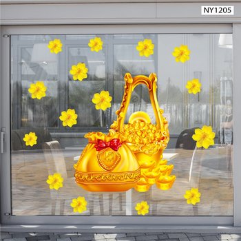 Decal Trang Trí Tết Túi Tiền Vàng Mẫu 3