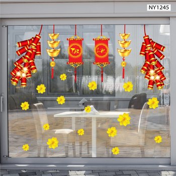 Decal Trang Trí Tết Pháo Đỏ Tài Lộc