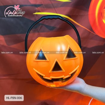 Phụ kiện halloween Giỏ xách đựng kẹo bí ngô kinh dị 20cm