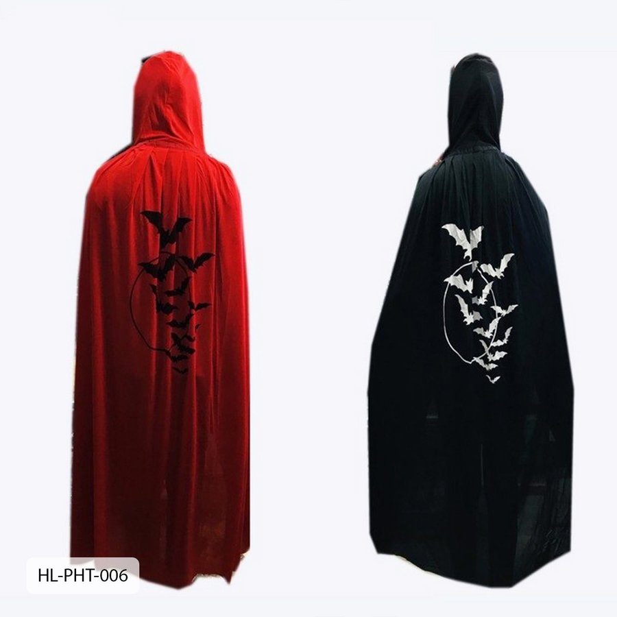 Phụ Kiện Hóa Trang Halloween Áo Choàng Nón dài 2 màu đỏ và đen 120cm