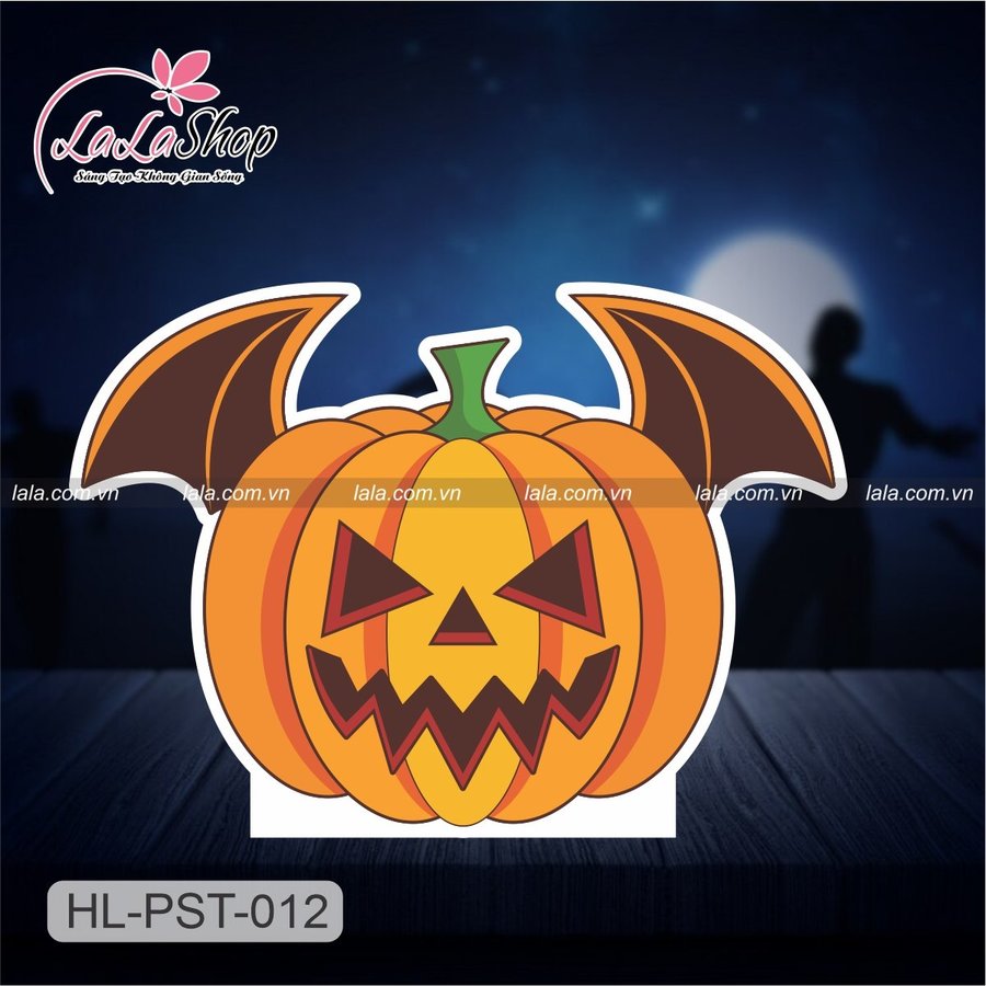 Standee Trang Trí Halloween Bí Ngô Cánh Dơi
