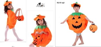 Phụ Kiện Hóa Trang Halloween bộ bí ngô kèm nón vải nỉ đáng yêu cho bé