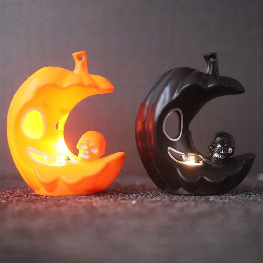 Đèn Bí Ngô trăng lưỡi liềm kèm pin siêu xinh Halloween