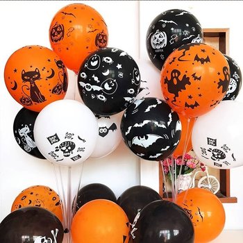 Set 10 Bong Bóng Trang Trí Halloween 1 bộ 3 màu họa tiết ngẫu nhiên