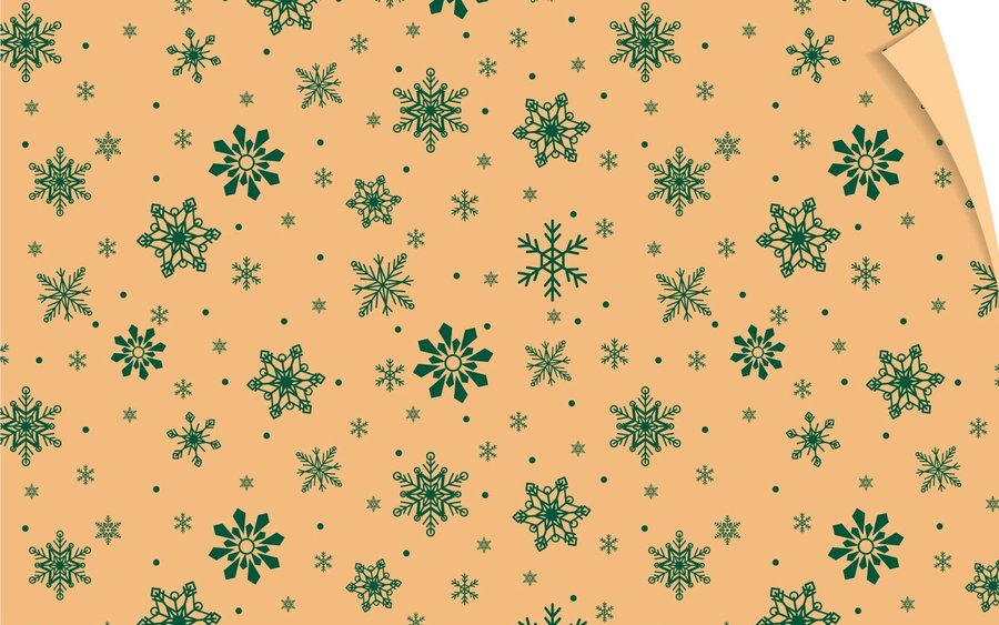 Set 5 Giấy Gói Quà Hình Bông Tuyết Xanh