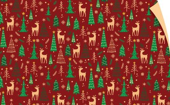 Set 5 Giấy Gói Quà Họa Tiết Cây Thông Và Con Tuần Lộc