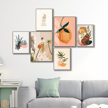 Tranh treo tường nghệ thuật trừu tượng tối giản mẫu 6 tấm 869