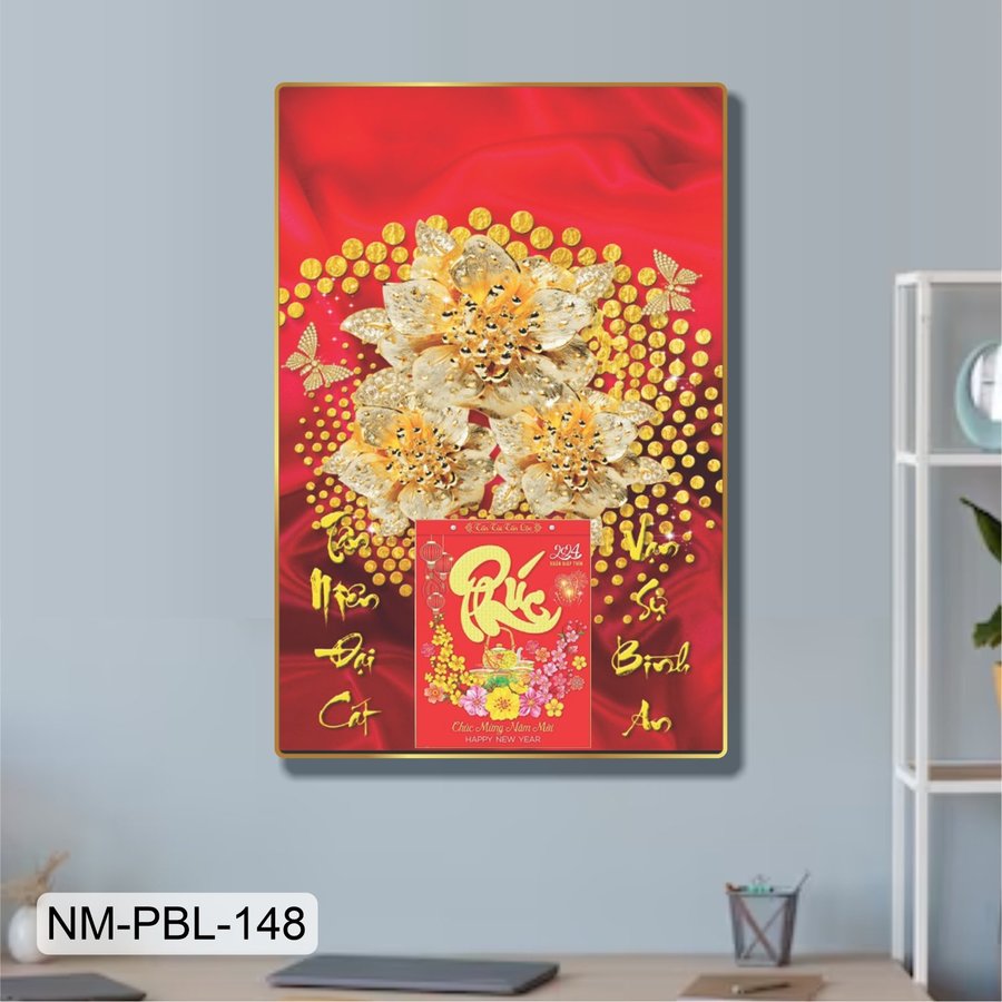Lịch Tết Tranh Tráng Gương Treo Tường Hoa Trắng Khoe Sắc Rực Rỡ