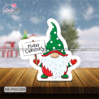 Standee Trang Trí Noel Ông Già Noel Mũ Xanh
