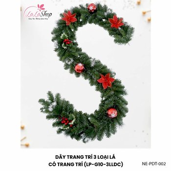 Dây thông 3 loại lá có trang trí dài 2,7m