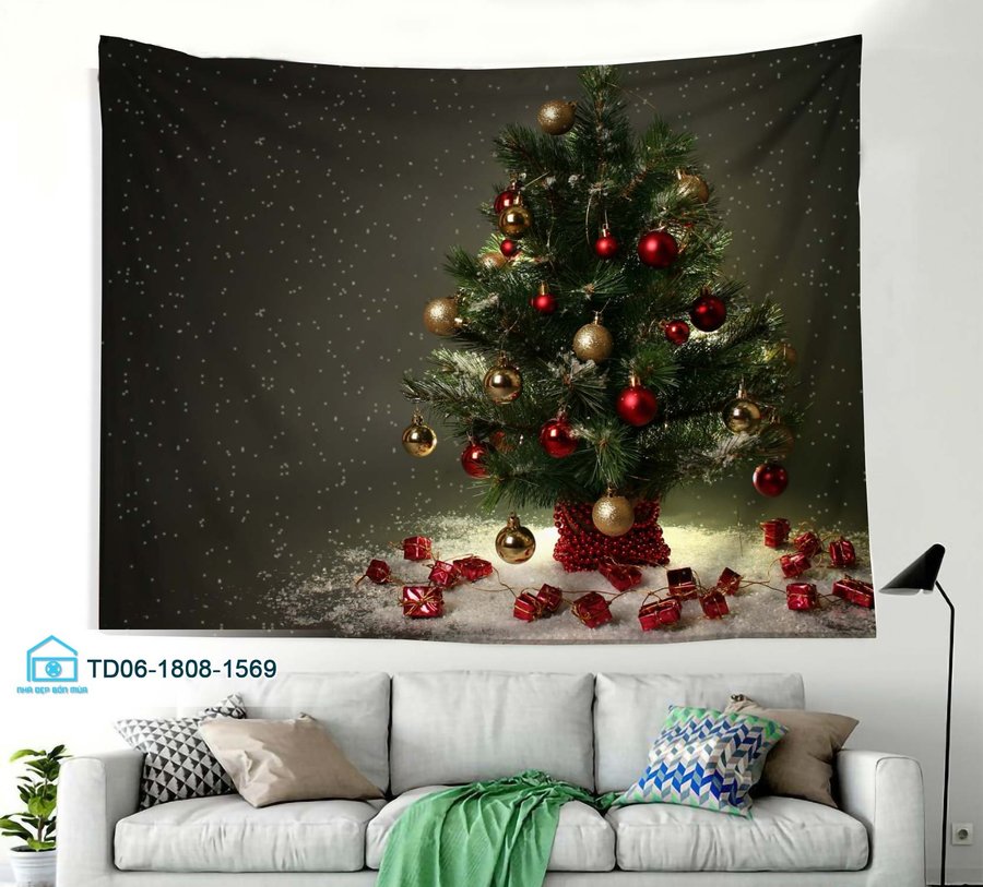 Tranh Vải Treo Tường Trang Trí Noel Cây Thông Noel