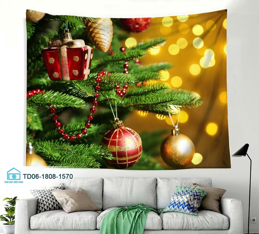 Tranh Vải Treo Tường Trang Trí Noel Cây Thông Noel mẫu 2