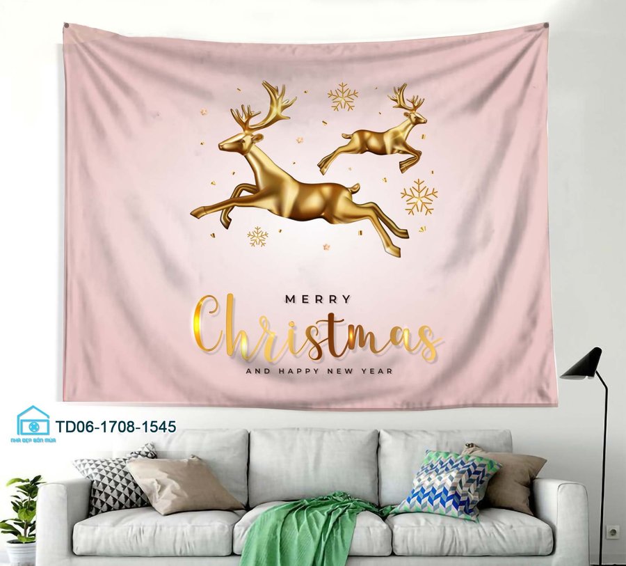 Tranh Vải Treo Tường Trang Trí Noel Tuần Lộc Mẫu 1