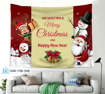 Tranh Vải Treo Tường Trang Trí Noel Người Tuyết