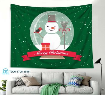 Tranh Vải Treo Tường Trang Trí Noel Người Tuyết Mẫu 1