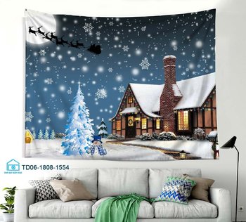Tranh Vải Treo Tường Trang Trí Noel Nhà Tuyết