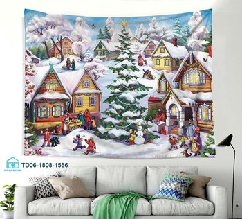 Tranh Vải Treo Tường Trang Trí Noel Nhà Tuyết Mẫu 1