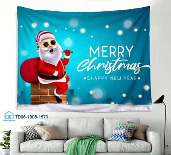 Tranh Vải Treo Tường Trang Trí Noel Merry Christmas & Happy New Year