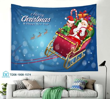 Tranh Vải Treo Tường Trang Trí Noel Merry Christmas & Happy New Year Mẫu 1