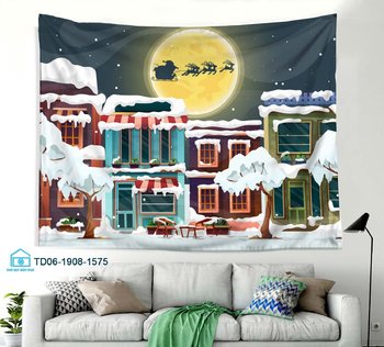 Tranh Vải Treo Tường Trang Trí Noel Ngôi Nhà Trong Tuyết Mẫu 4