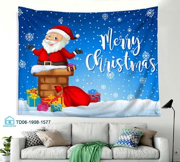 Tranh Vải Treo Tường Trang Trí Noel Ông Già Noel Merry Christmas Mẫu 2