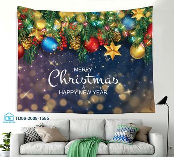 Tranh Vải Treo Tường Trang Trí Noel Merry Christmas & Happy New Year Mẫu 2